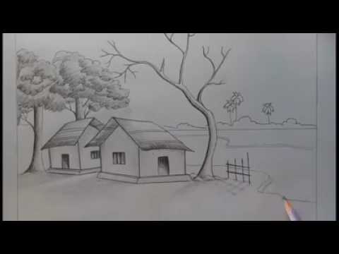 480x360 How To Draw House Via Landscape Countryside - Countryside Drawing