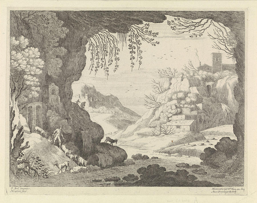 900x713 View Of Countryside From Cave Drawing - Countryside Drawing