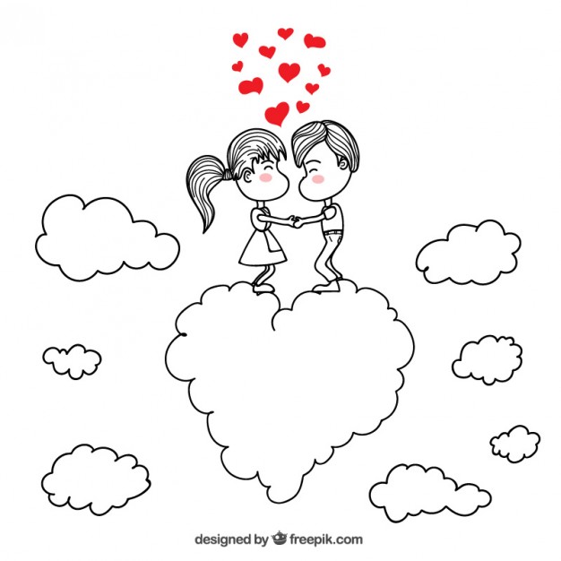626x626 Romantic Couple Drawing Vector Free Download - Couple Drawing