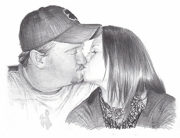 600x462 Kissing Couple Drawing - Couple Drawing