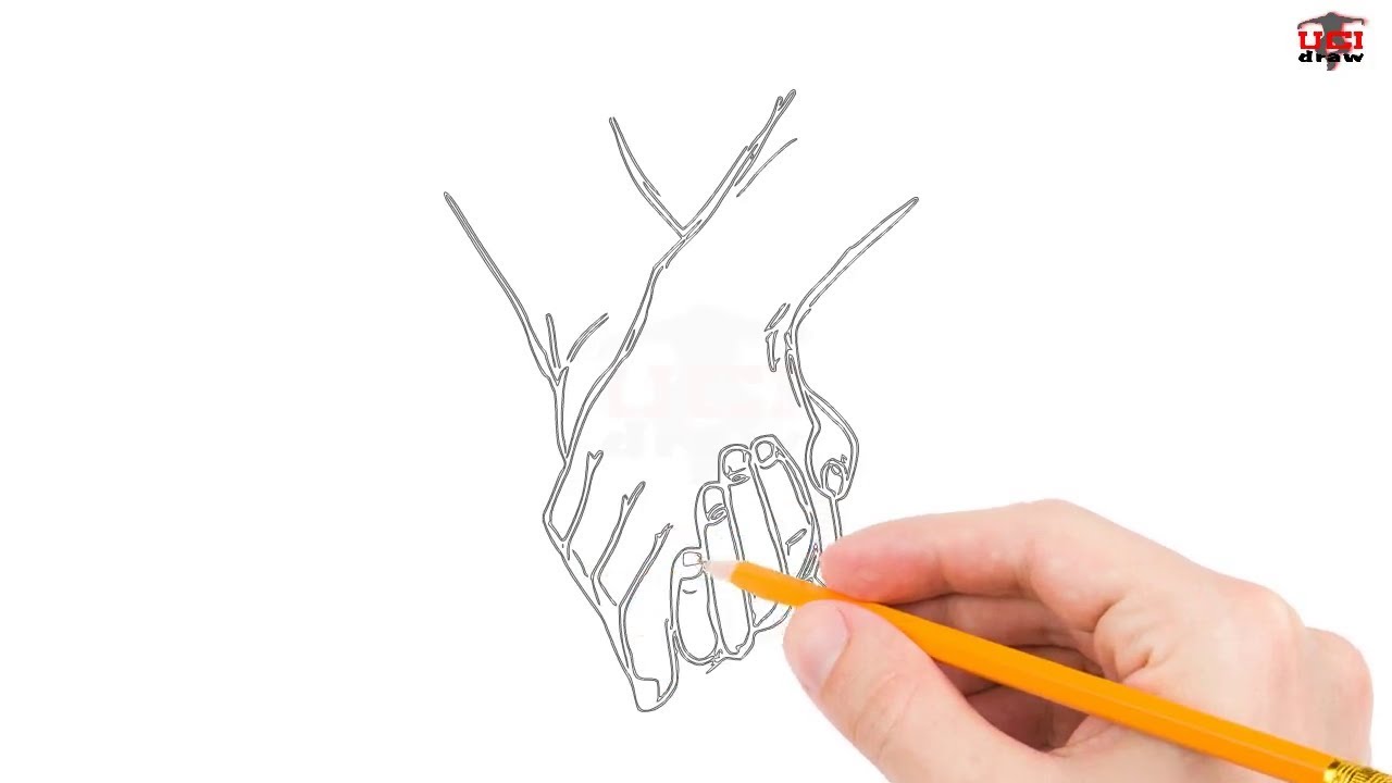 1280x720 How To Draw Holding Hands Step - Couple Holding Hands Drawing