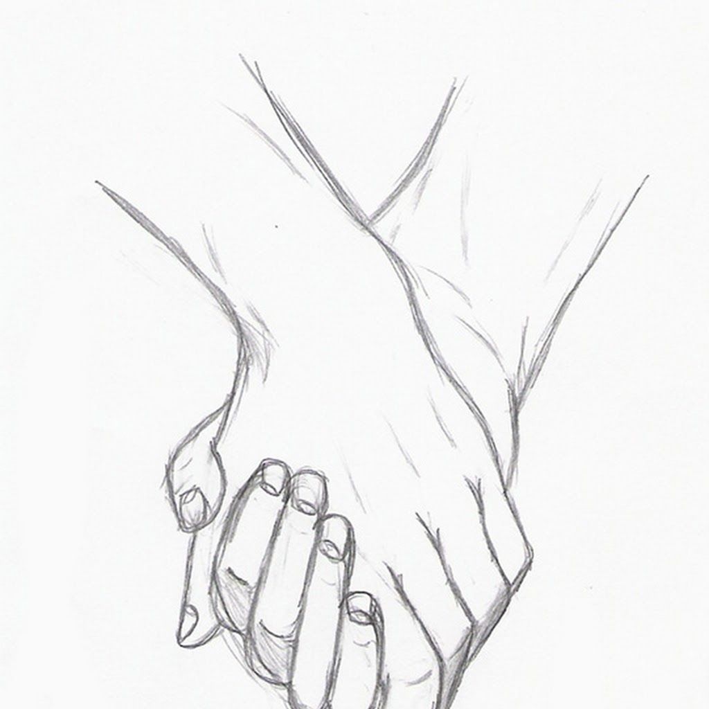 1024x1024 Cute Anime Couple Holding Hands Drawing Photo Drawing Skill - Couple Holding Hands Drawing