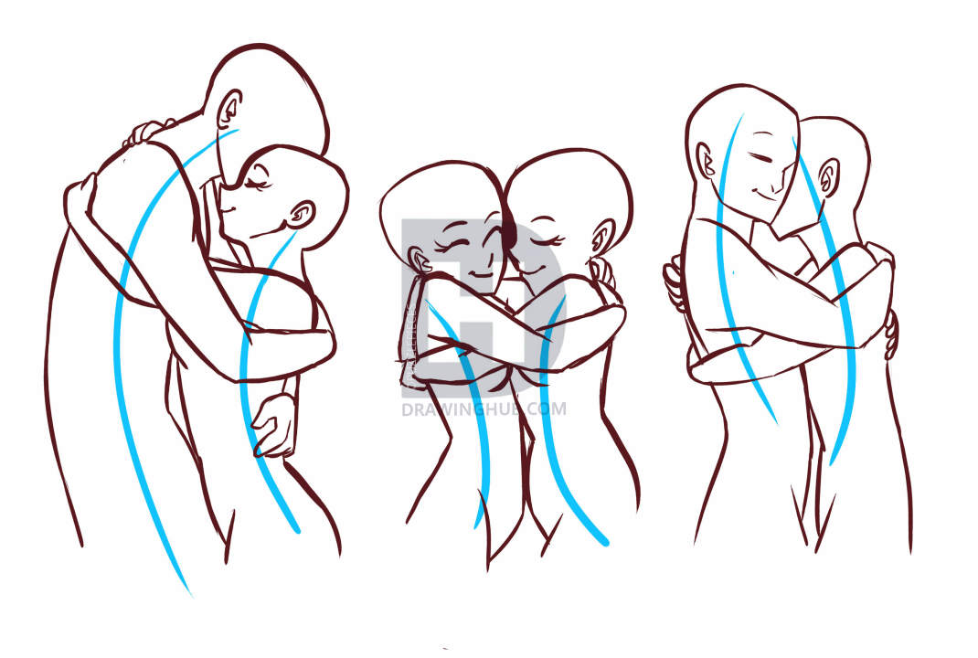 1070x720 How To Draw Anime Couples, Step - Couple Hugging Drawing. 