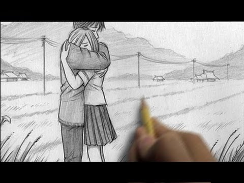 480x360 How To Draw People Hugging - Couple Hugging Drawing