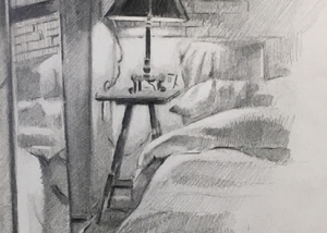 300x214 Drawings Simon Levenson - Couple In Bed Drawing