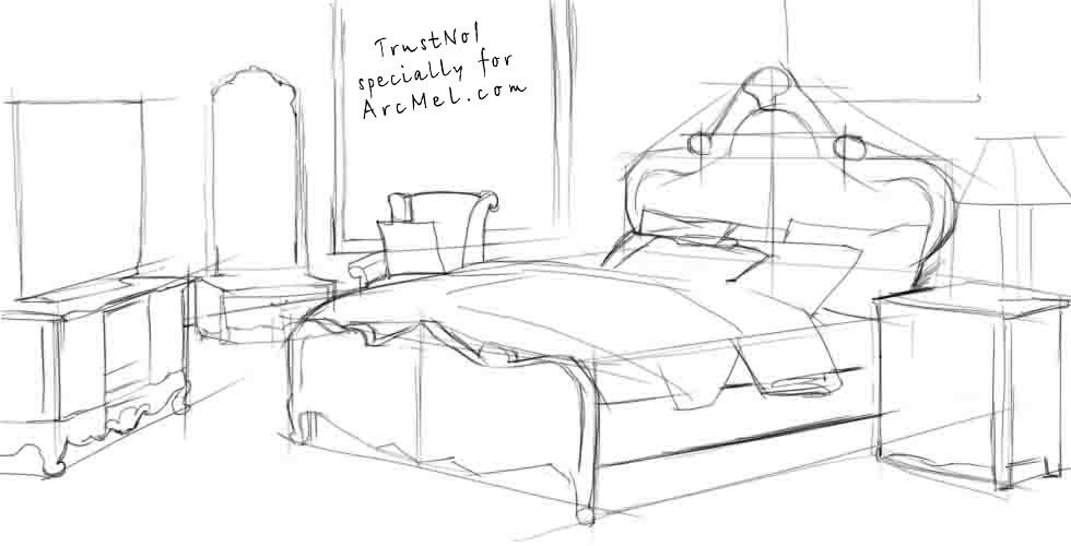 980x500 Bedroom Drawing Princess For Free Download - Couple In Bed Drawing