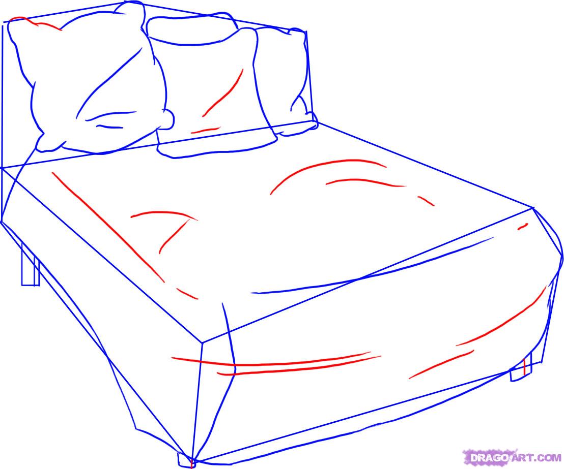 1108x923 How To Draw A Bed, Step - Couple In Bed Drawing