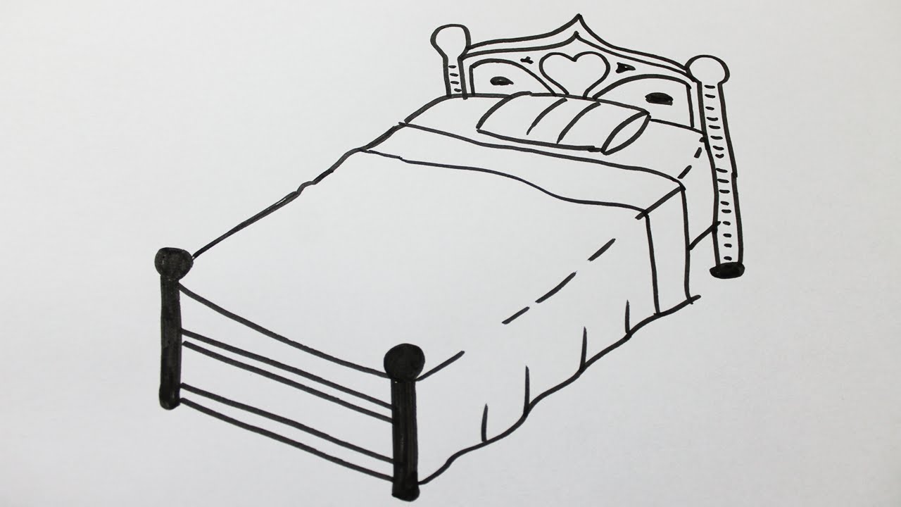 1280x720 How To Draw A Bed - Couple In Bed Drawing