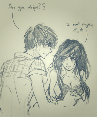 320x384 Just Thought I Draw Something Before Going To Bed My Ocs, Em - Couple In Bed Drawing