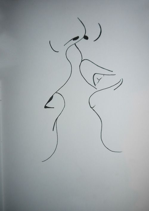 500x706 Simple Drawing Of A Kiss Art Inspiration Art, Art Sketches - Couple Kissing Drawing