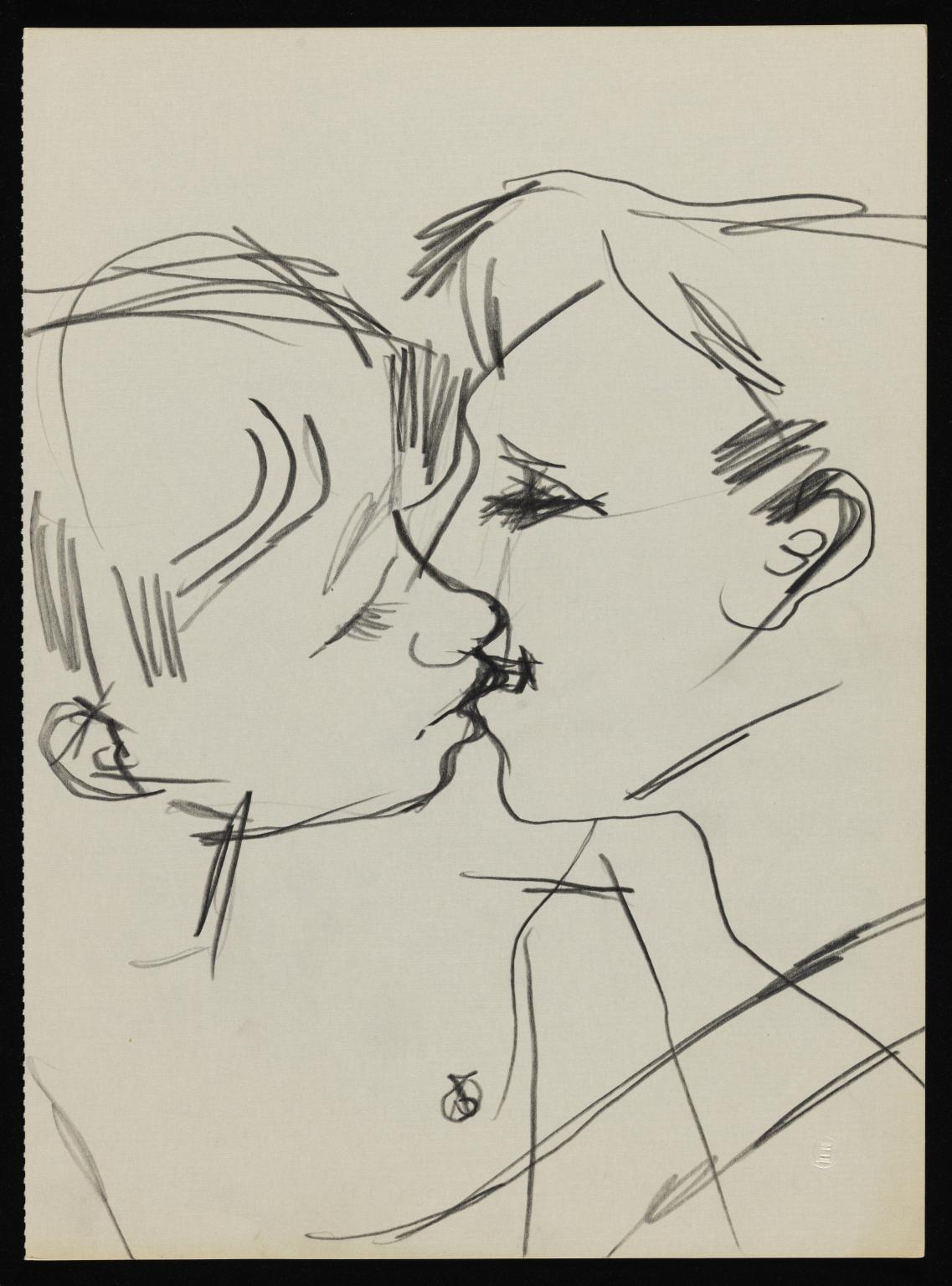 1137x1536 drawing of two men kissing', keith vaughan, tate archive - Couple Kissing Drawing