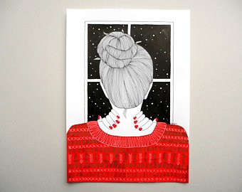 340x270 Girl Looking - Couple Looking At Stars Drawing