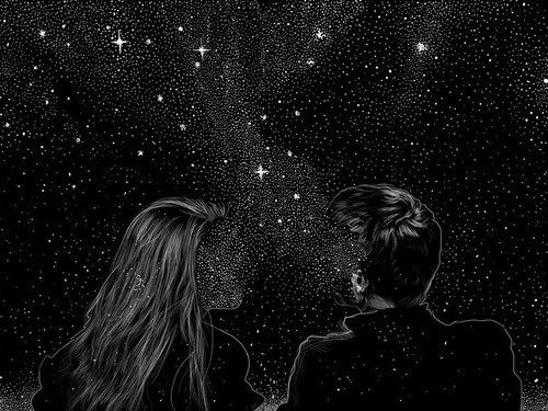 500x375 Pin On Look - Couple Looking At Stars Drawing