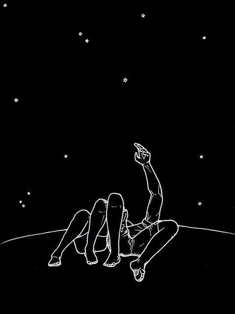 479x640 Staring - Couple Looking At Stars Drawing