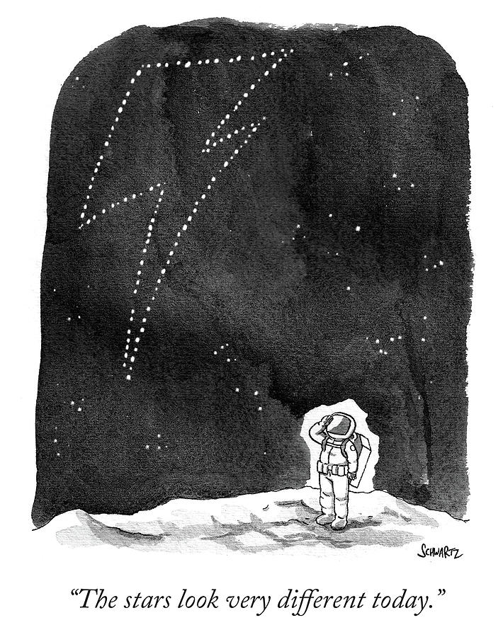 710x900 The Stars Look Very Different Today Drawing - Couple Looking At Stars Drawing