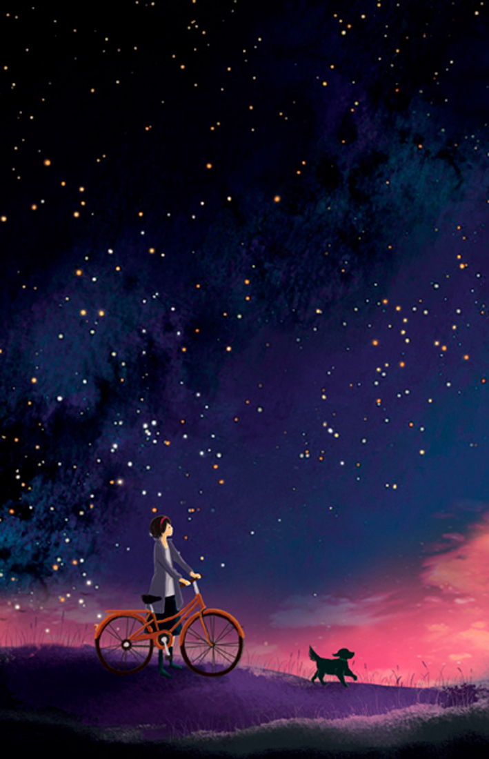 709x1100 Tumblr Night Sky Drawing Phone Wallpapers - Couple Looking At Stars Drawing