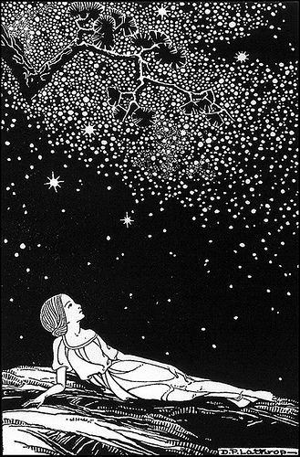 329x500 Girl Looking Up - Couple Looking At Stars Drawing