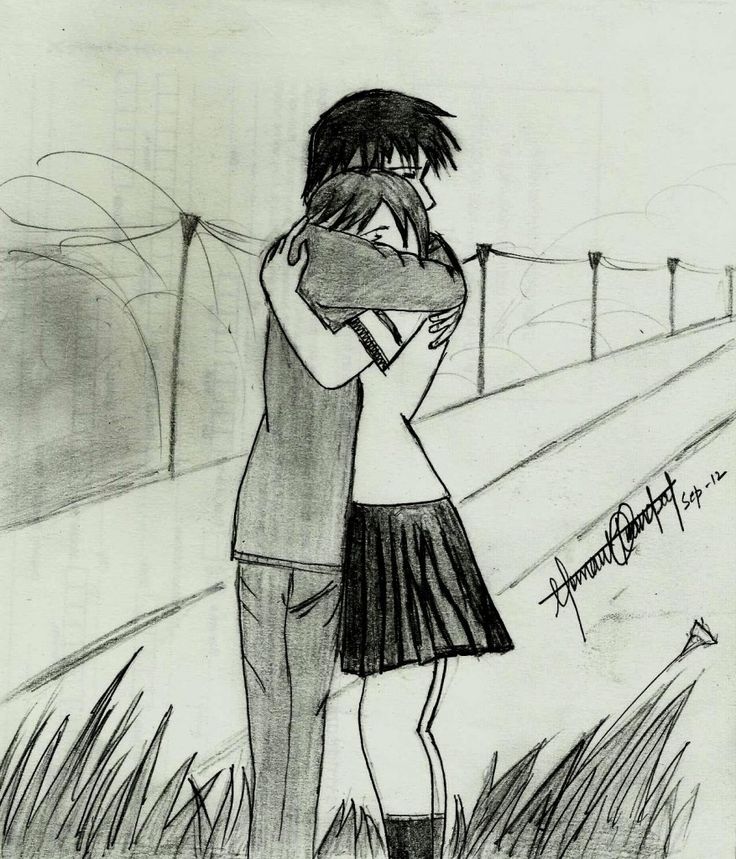 736x859 Romantic Love Drawings Simple Pencil Sketches Of Couples In Love - Couple Love Drawing Images