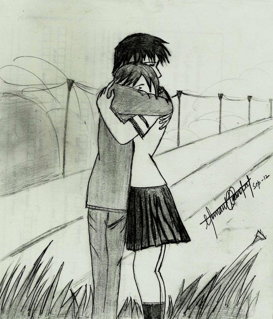 877x1024 embrace in pencil art love, pencil - Couple Pencil Drawing