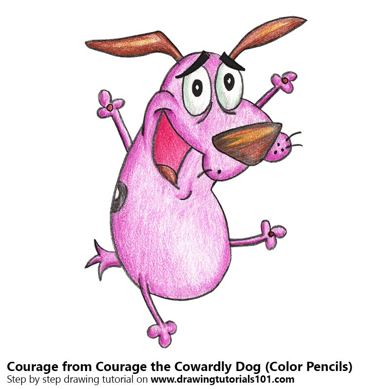 800x800 courage from courage the cowardly dog colored pencils - Courage Drawing