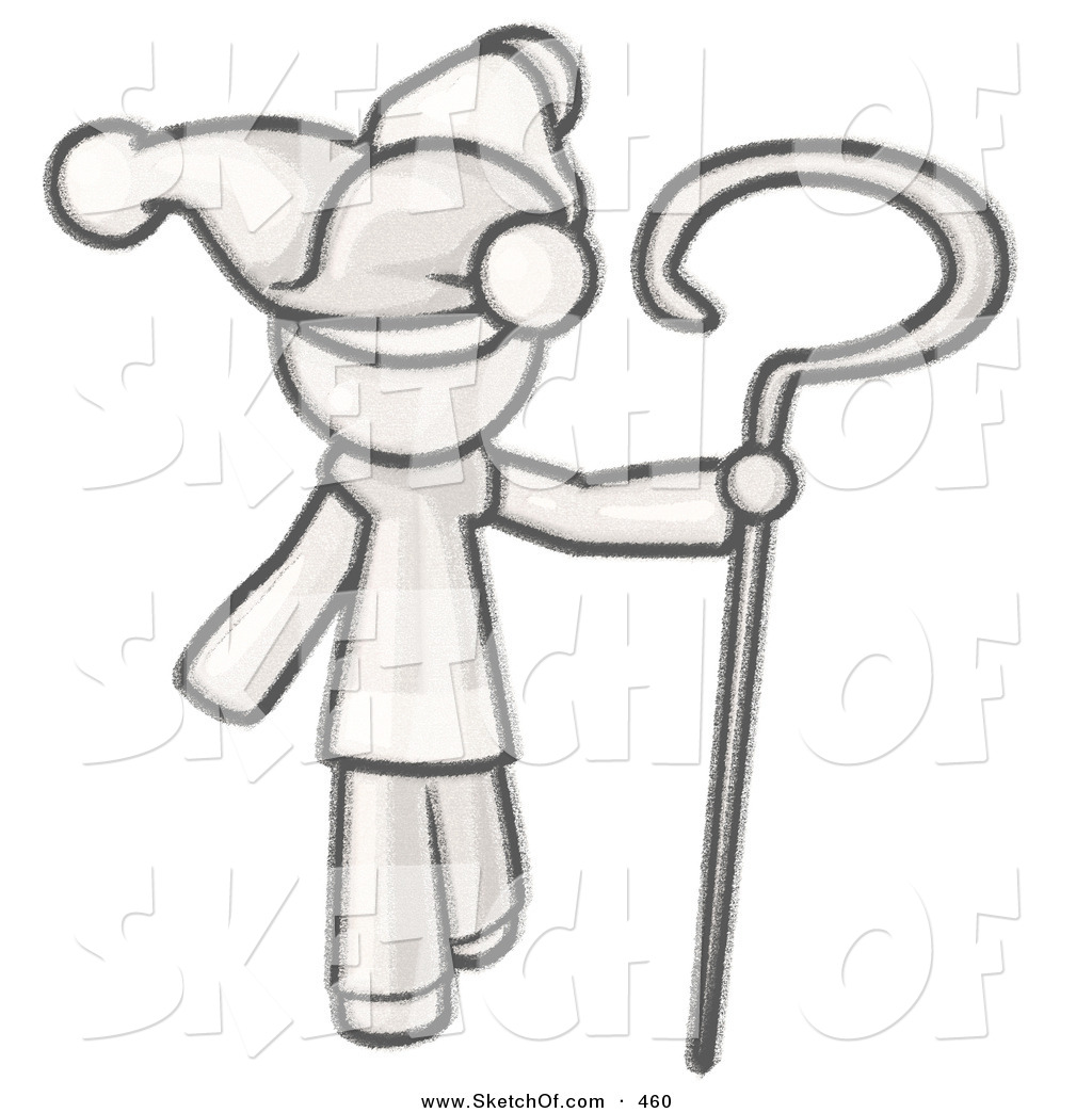 1024x1044 drawing of a sketched design mascot man in a court jester costume - Court Jester Drawing