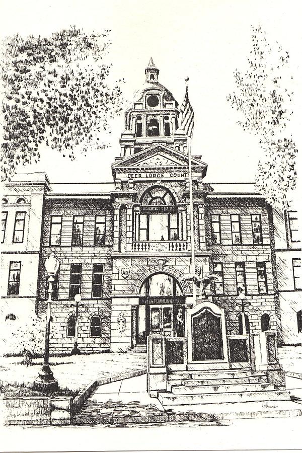 600x900 Deer Lodge County Courthouse Anaconda Montana Drawing - Courthouse Drawing