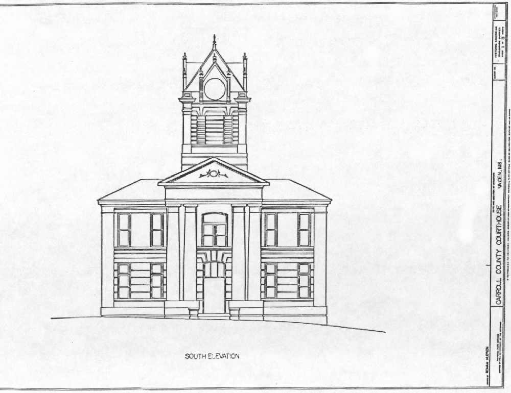1000x770 History Of Vaiden, Mississippi - Courthouse Drawing