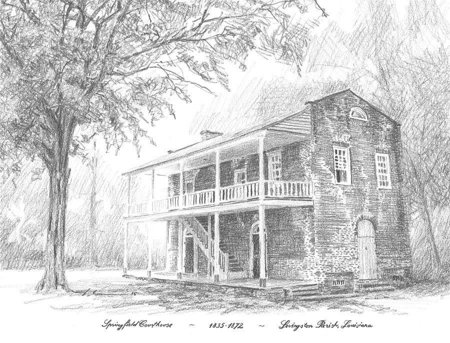 900x686 Courthouse Livingston Parish La Drawing - Courthouse Drawing