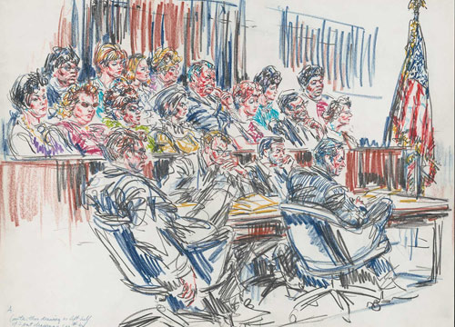 500x360 explore drawing justice the art of courtroom illustration - Courtroom Drawing