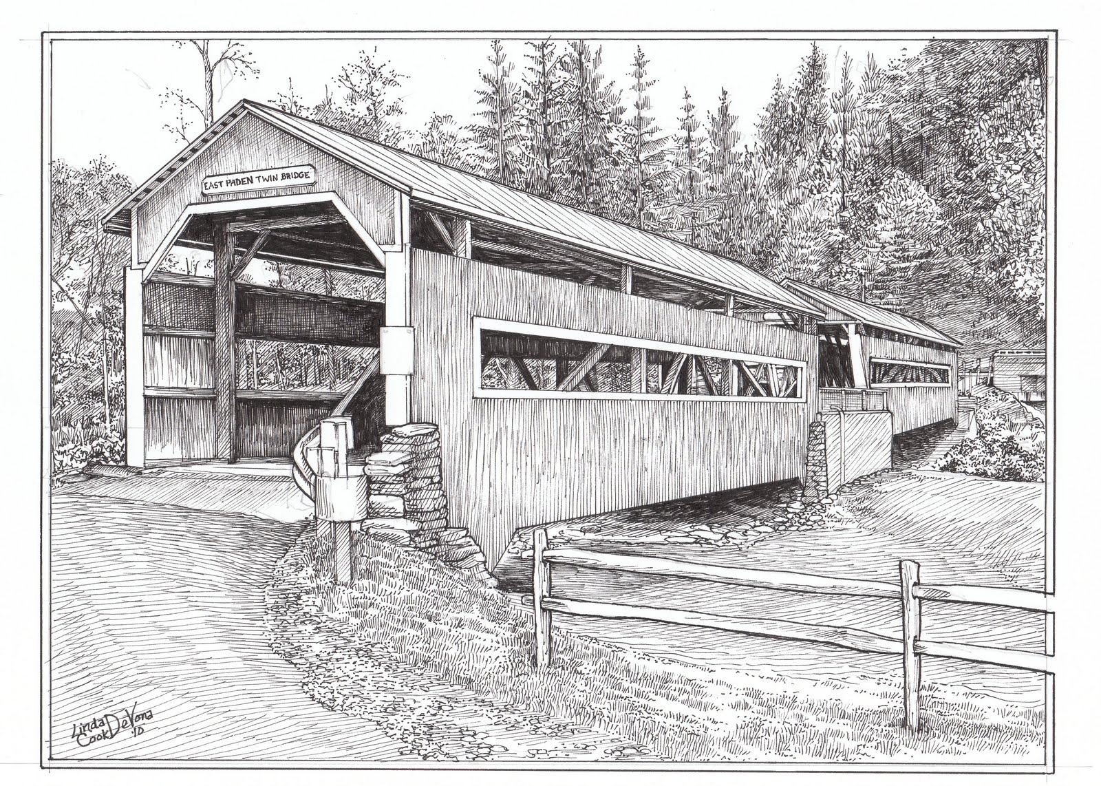 Covered Bridge Drawing at Explore collection of