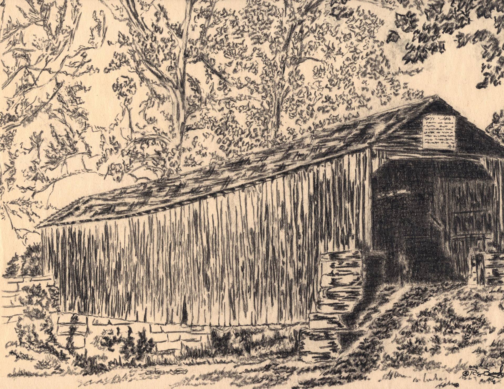 1920x1484 Covered Bridge Drawing - Covered Bridge Drawing
