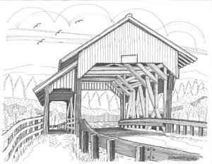 300x232 Covered Bridge Drawings Fine Art America - Covered Bridge Drawing
