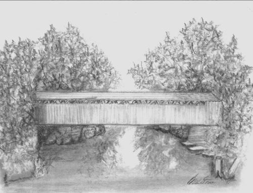 500x382 Covered Bridge - Covered Bridge Drawing