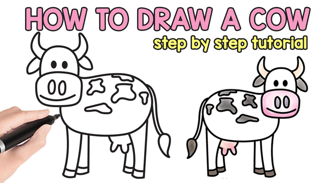 640x360 How To Draw A Cow - Cow And Calf Drawing