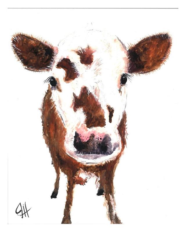 640x800 Dolly Estrelle Babyface Cow Calf Beautiful Vibrant Art Print - Cow Calf Drawing