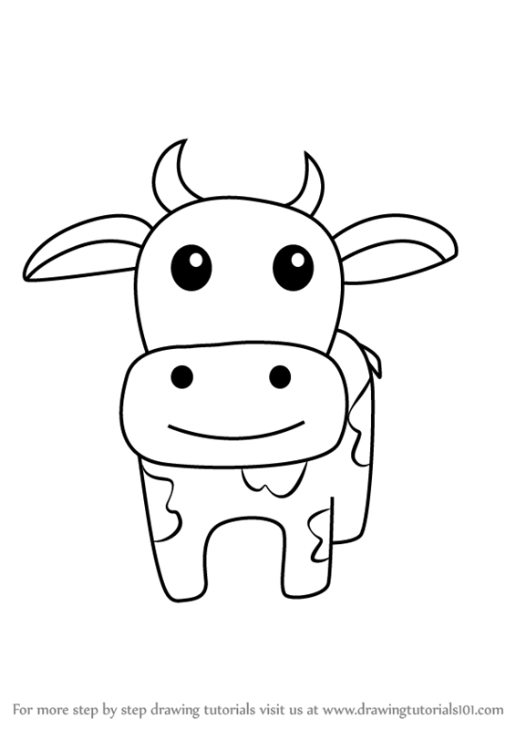 566x800 Learn How To Draw A Cow For Kids - Cow Drawing