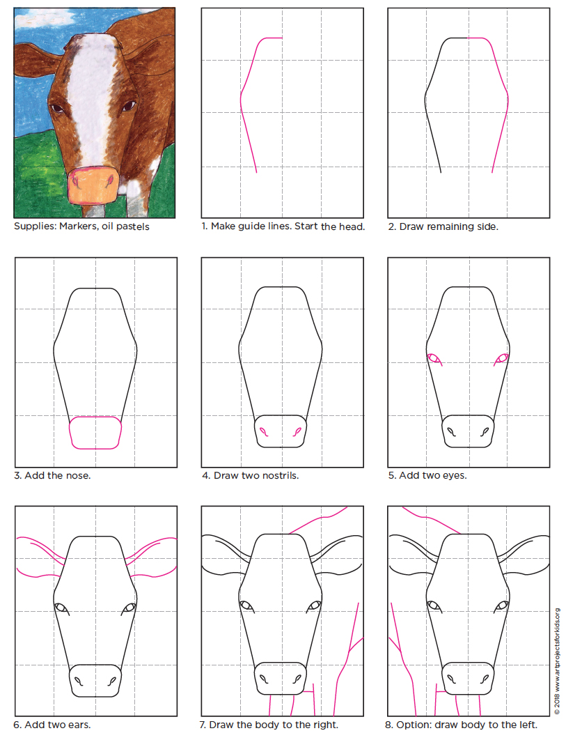 813x1062 Cow Face Drawing Art Projects For Kids - Cow Drawing Art