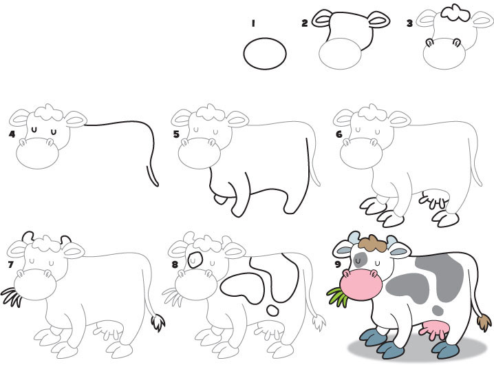 718x530 Cow Drawing For Kids - Cow Drawing For Kids