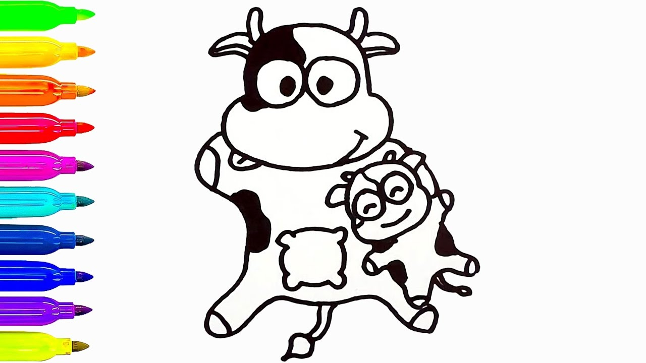 1280x720 Baby Cow Drawing - Cow Drawing For Kids