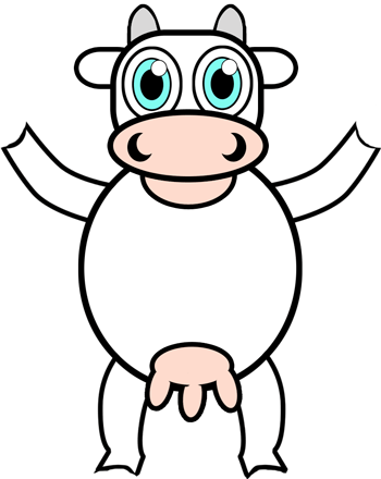 350x440 how to draw standing cartoon cows easy steps tutorial - Cow Drawing Pictures