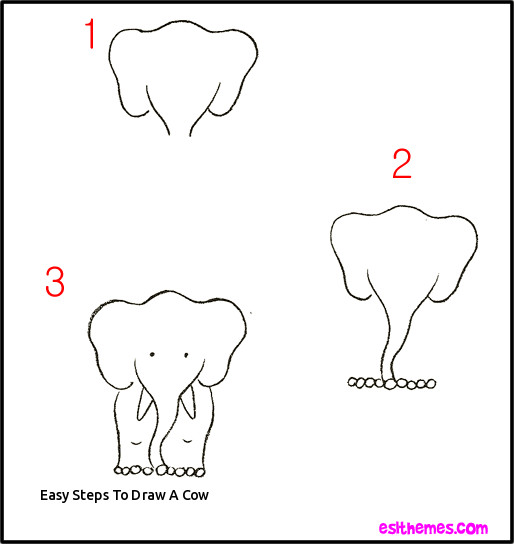 514x544 Easy Steps To Draw A Cow Animal Drawings Step - Cow Drawing Step By Step
