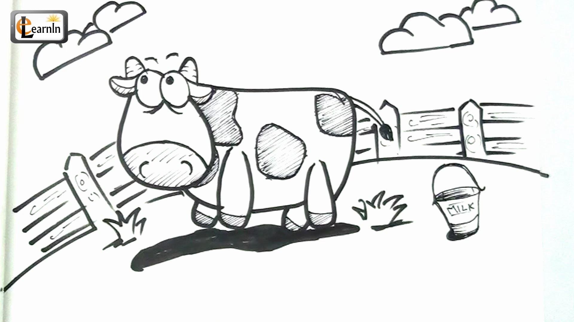 1920x1080 How To Draw A Cow, Drawing For Children, Easy Step - Cow Drawing Step By Step