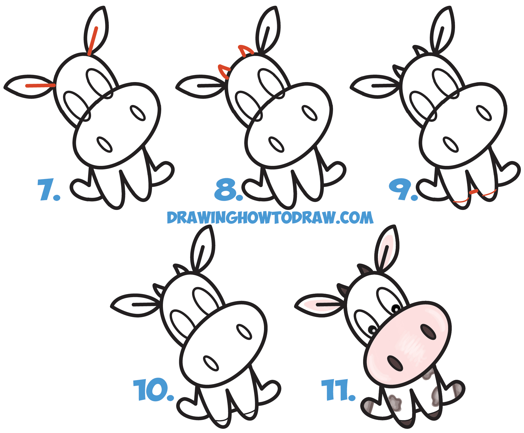 1830x1514 How To Draw A Cute Cartoon Kawaii Cow Word Toon Easy Step - Cow Easy Drawing