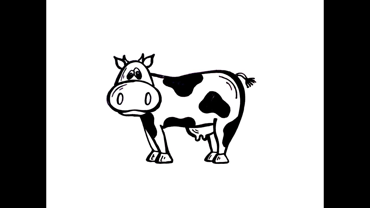 1280x720 Huge Collection Of 'cartoon Drawing Of Cow' Download More Than - Cow Easy Drawing