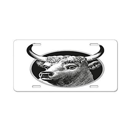 425x425 kuyuqudgvg personality license plate frame cow head - Cow Head Drawing