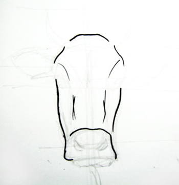 350x361 How To Draw A Bull Head - Cow Head Drawing