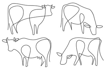 364x240 Cow Silhouette Photos, Royalty Free Images, Graphics, Vectors - Cow Line Drawing