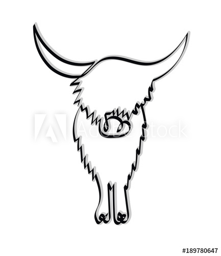 433x500 Minimalistic Continuous One Line Drawing Of A Highland Cow Vector - Cow Line Drawing