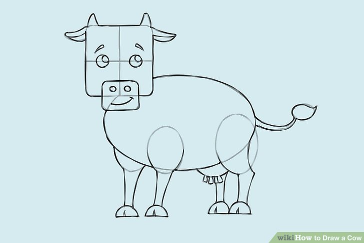 728x485 Ways To Draw A Cow - Cow Line Drawing