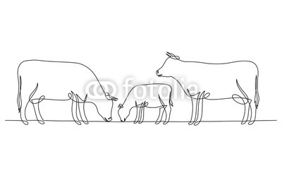 400x252 Continuous Line Drawing Of Cow And Calf Buy Photos Ap Images - Cow Line Drawing